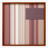 Front view of Midnight Plum SQ125 mauve, beige, cream, and plum geometric yarn wall art in a frame.