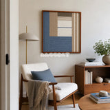 Cerulean Mist SQ130 coastal-inspired textile artwork displayed as a tranquil modern interior statement piece.