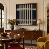 Polar Meridian SQ139 structured geometric textile artwork displayed as a serene modern interior statement piece.