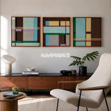 Rhythms of Silence SQ142 framed fiber artwork featuring layered geometric forms and precise yarn texture.