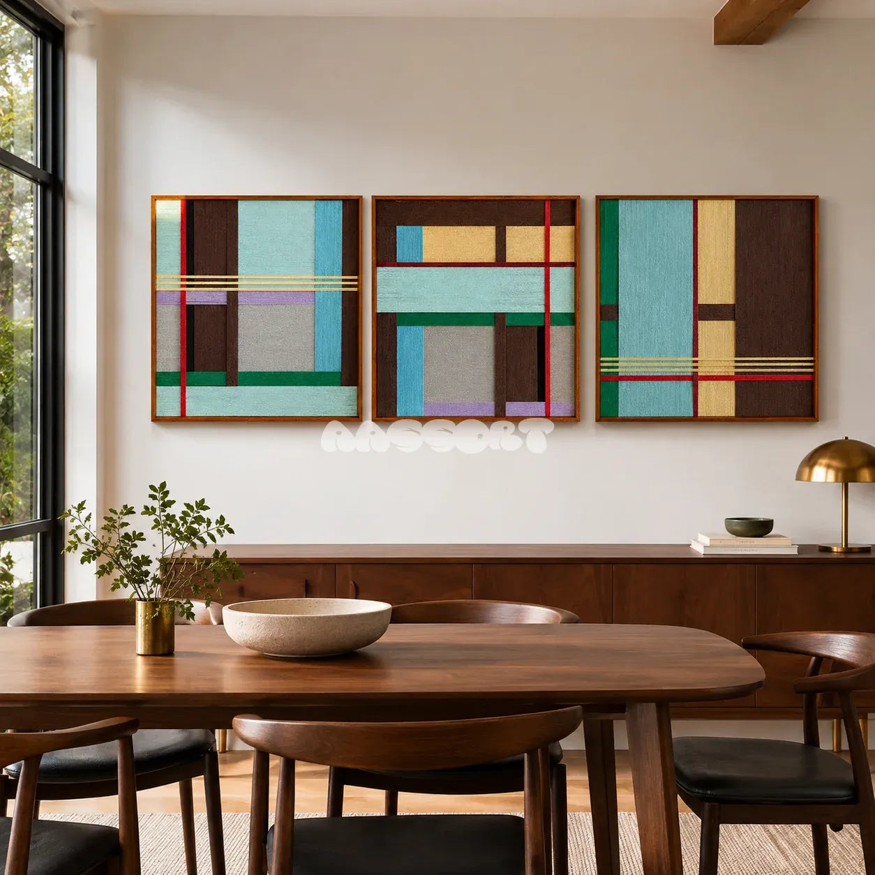 Rhythms of Silence SQ142 modern geometric fiber artwork displayed as a serene architectural wall accent.