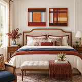 Festive Harmony geometric soft cotton cord art displayed in a lively contemporary living space.