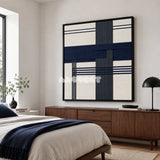 Midnight Axis SQ146 minimalist fiber artwork displayed in a sophisticated contemporary home interior.