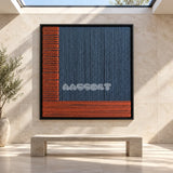 Held Space textile wall art displayed above a bench beneath a skylight.