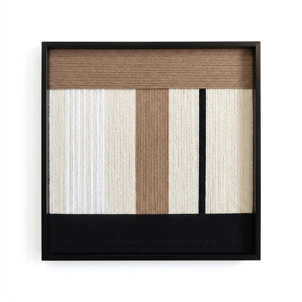 High-resolution front view of the Undisturbed Snow soft cotton cord fiber artwork showcasing vertical weaving patterns and neutral organic color tones.